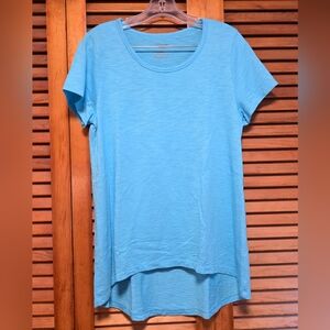 Chico’s The Ultimate Tee Women's Blue High-Low Hem Short Sleeve Size 1 (US M-8)
